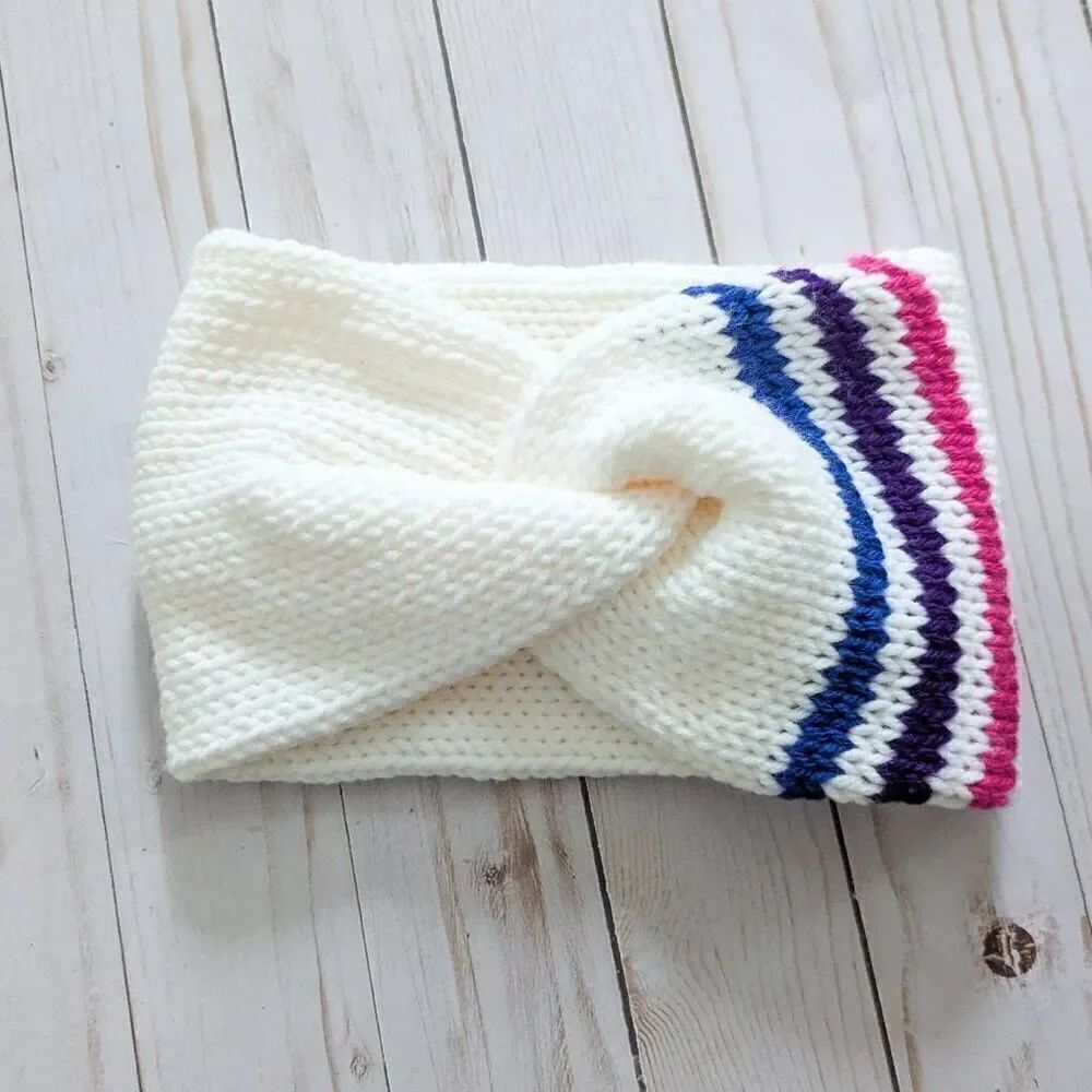 Handmade Bisexual Pride Striped Knit Headband